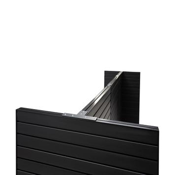 Stand FlexiSlot® para feria «Style-Black», 2850 x 2800 mm, en esquina